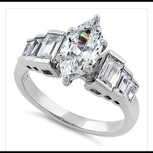 Sterling Silver Vintage Marquise Cut CZ Ring